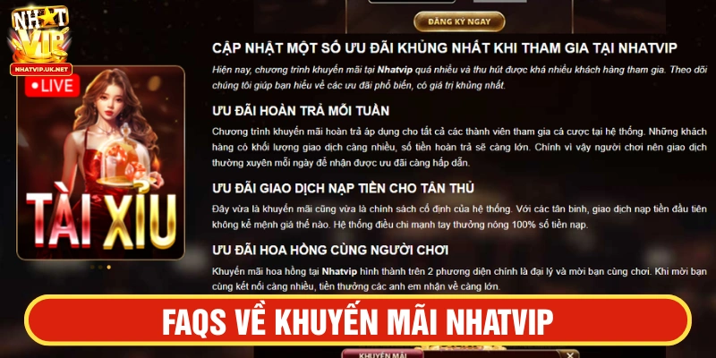 Câu hỏi liên quan đến các chương trình khuyến mãi NHATVIP