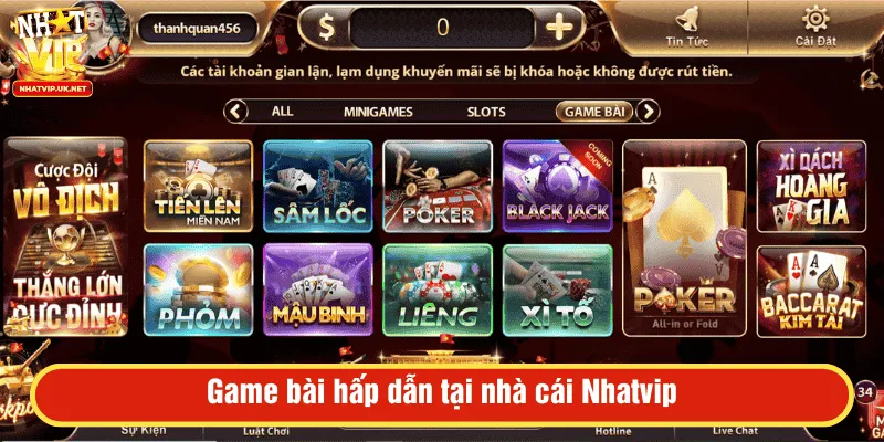 Game bài hấp dẫn tại nhà cái Nhatvip