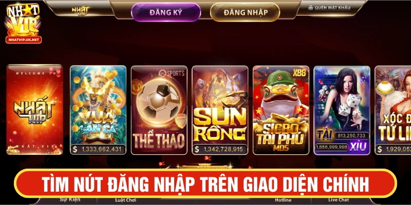 Tìm nút Đăng nhập trên giao diện chính