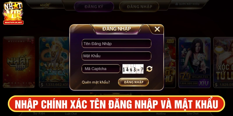 Nhập chính xác tên và mật khẩu