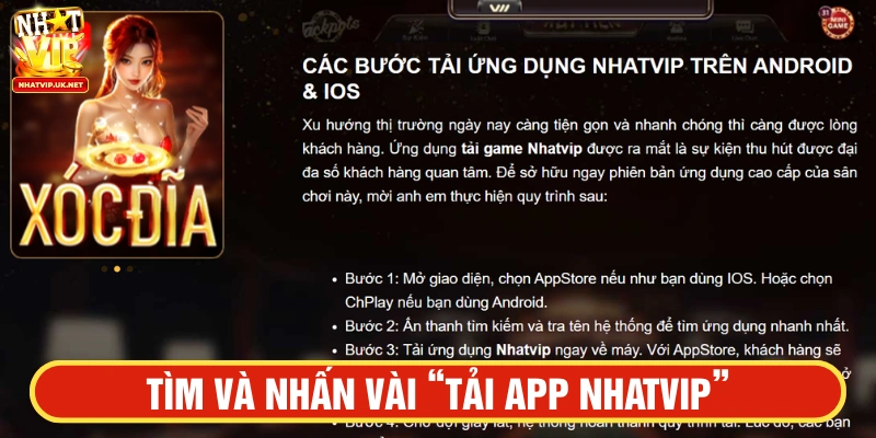 Tìm và nhấn vào Tải NHATVIP 